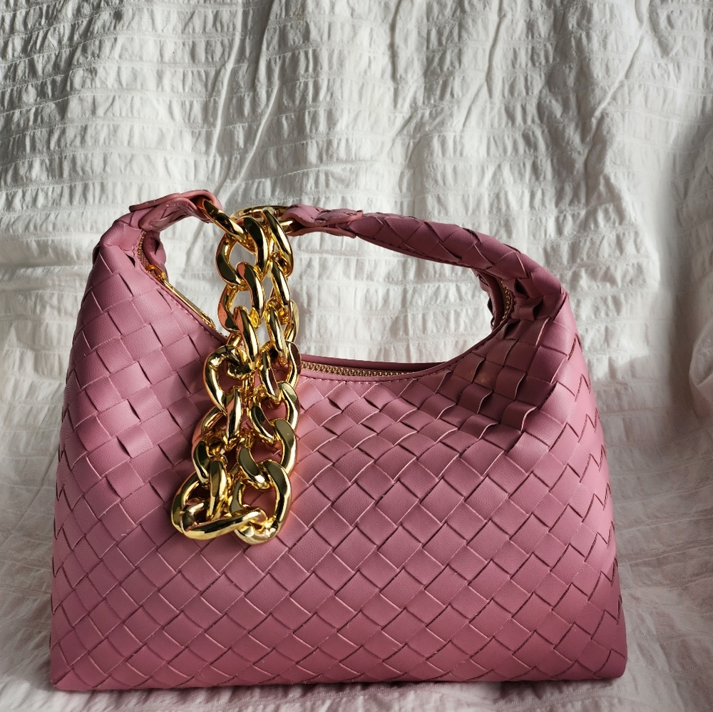 Sinbono Vienna Top Handle Shoulder Bag - Pink Braided